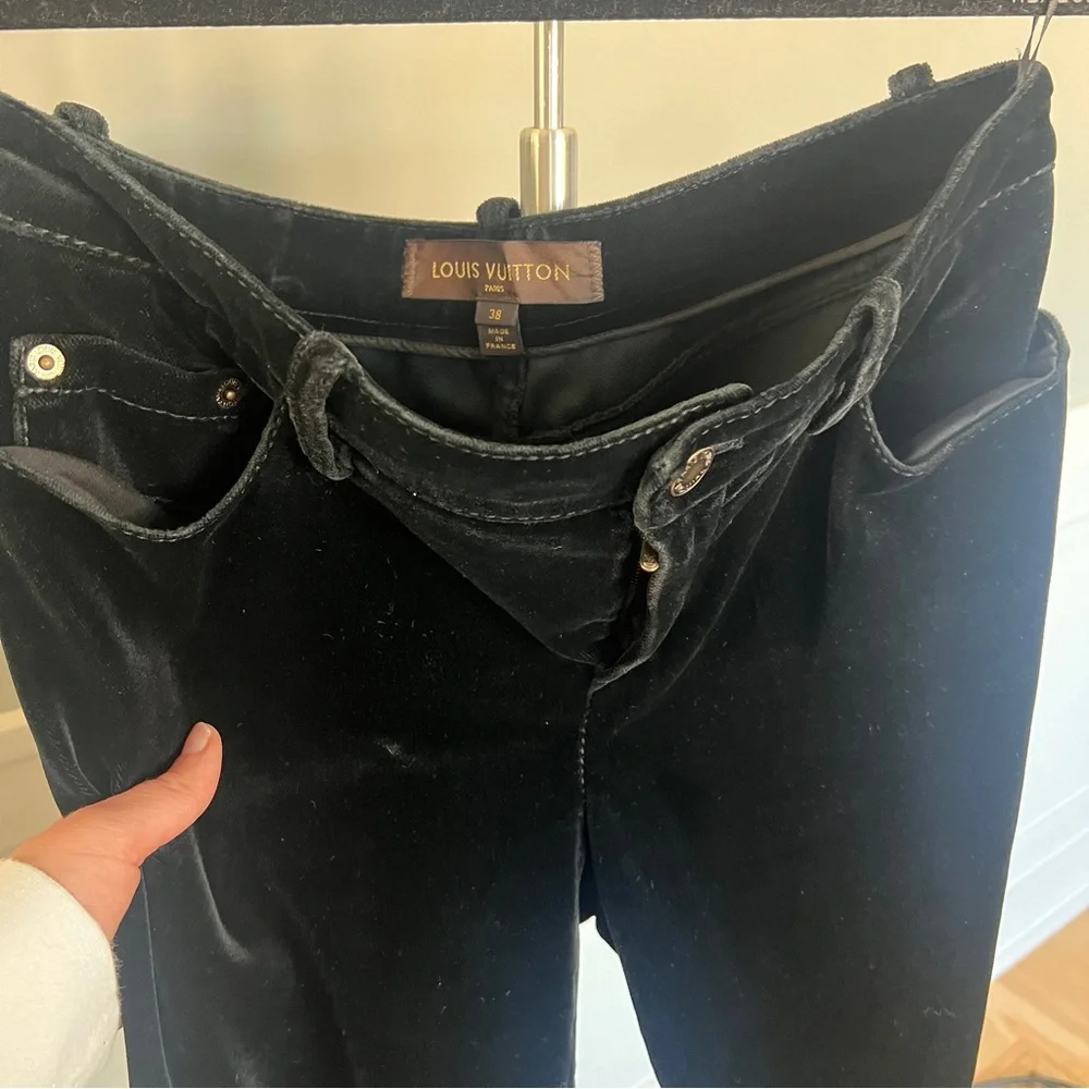 Louis Vuitton Black Velvet Flare Pants - Picture 3 of 16
